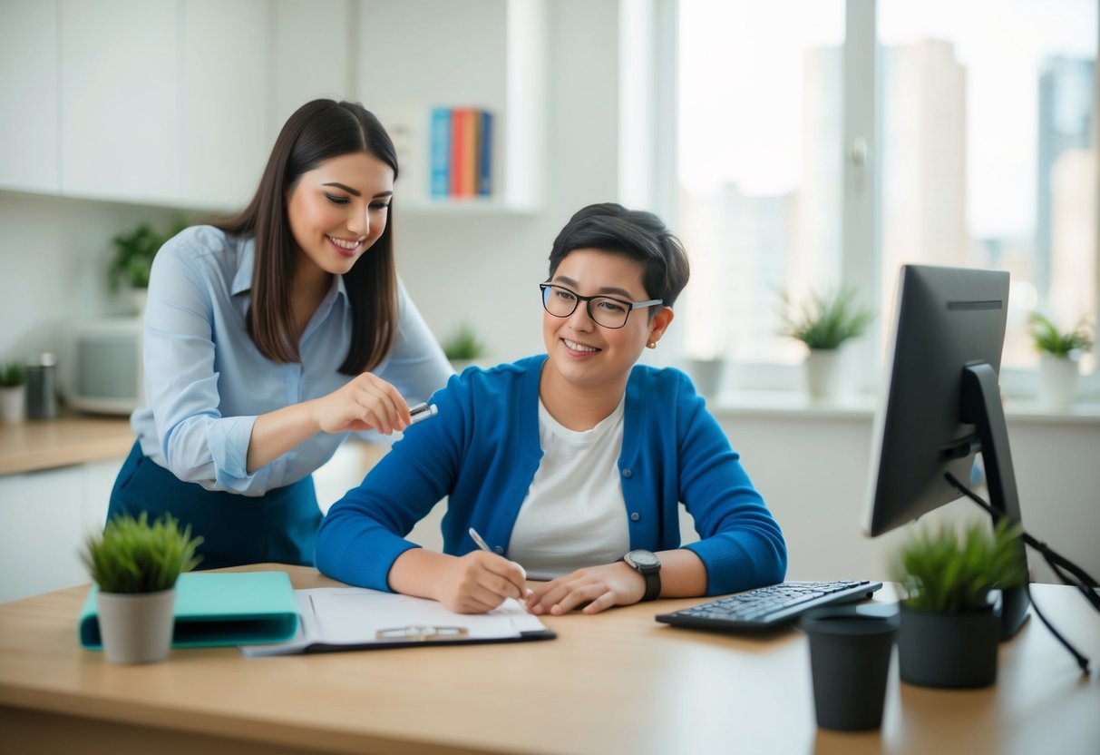 Eine Person mit einer Behinderung, die in einem kleinen, Teilzeitjob arbeitet, wobei der Arbeitgeber die Steuervergünstigung für Behinderte berechnet.